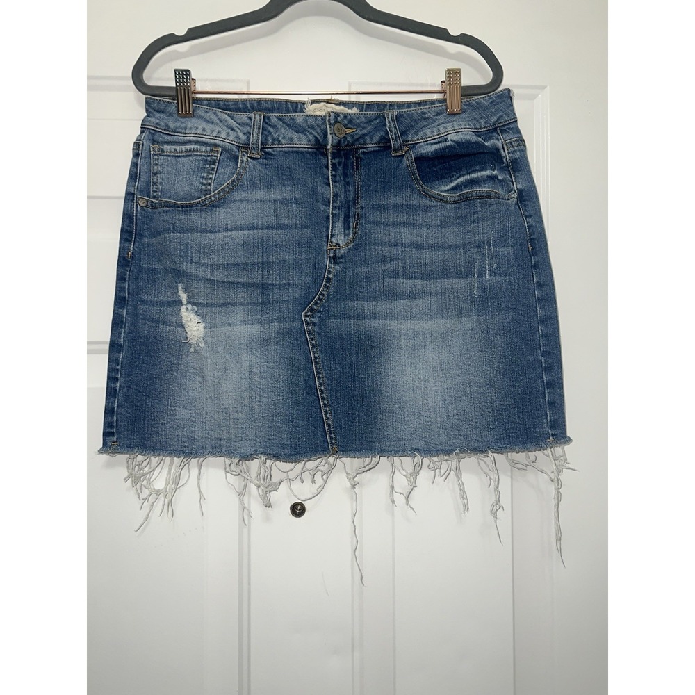 Altar'd State Jean Skirt Women's Large Juniors Mini Pencil Cut Off Above Knee